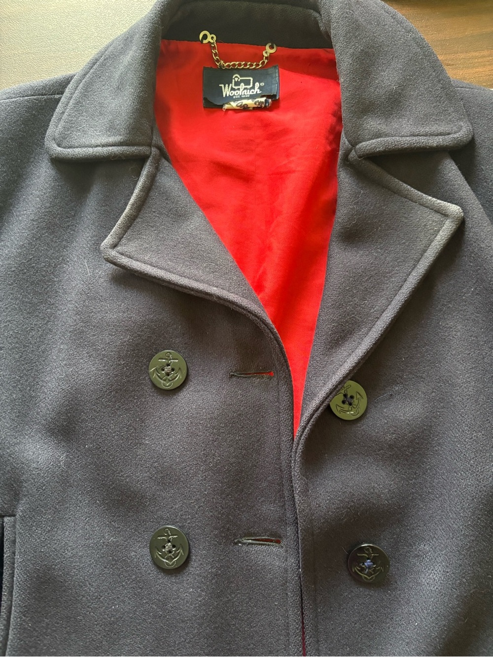 Woolrich vintage 70’s Red Shell Jacket with Navy Label pea coat